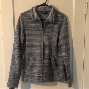 The North Face Casual Fleece Woven Jacket Blue and White Pattern Size Medium